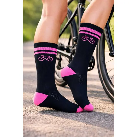 Meia Poliamida Bikes Academia Corrida Ciclismo Cano Longo