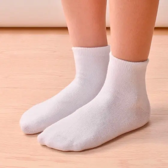 Meias de algodão Infantil Branca Unissex - kits com 3-6-9 pares