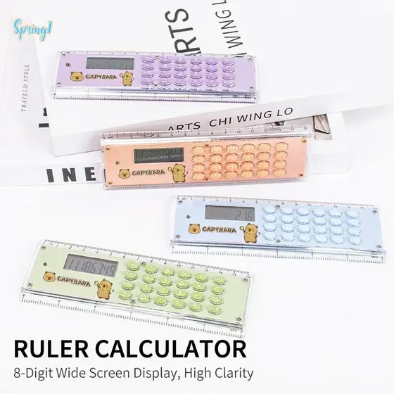 Calculadora De Régua Reversível De Estudante De Desenho Animado-Mini Papelaria Portátil Para Escola