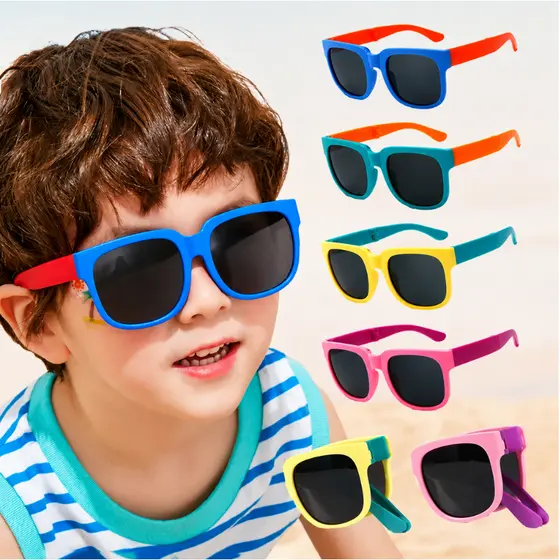 Óculos De Sol Dobráveis Infantis UV400 Coloridos Portáteis Leve