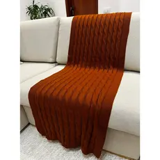 Peseira Manta Trança Sala Cama Casal Sofá Tricot 180x60cm