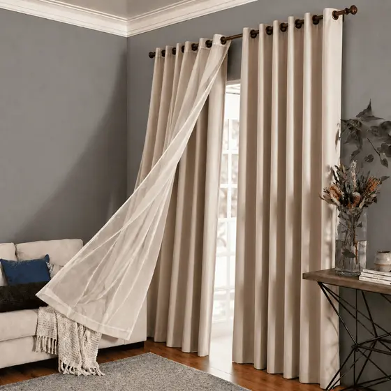 Cortina Veda Luz Blackout Blecaute PVC Com Tecido Voil Para Porta e Janela