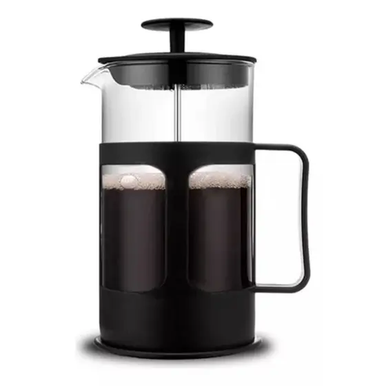 Cafeteira Prensa Francesa 350ml em Vidro e Aço Inox para Café, Chá e Leite Cremoso com Filtro Reutilizável