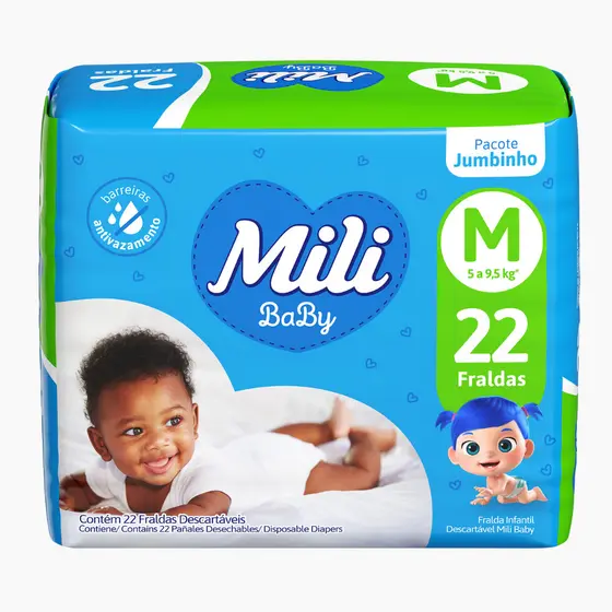 Fralda Mili Ultra Seca Jumbinho M - 22 Unidades