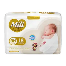 Fralda Mili Love E Care Jumbo RN 18 Unidades
