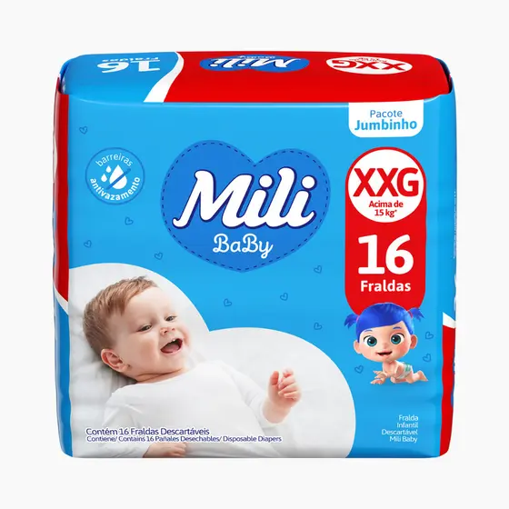 Fralda Mili Ultra Seca Jumbinho XXG - 16 Unidades