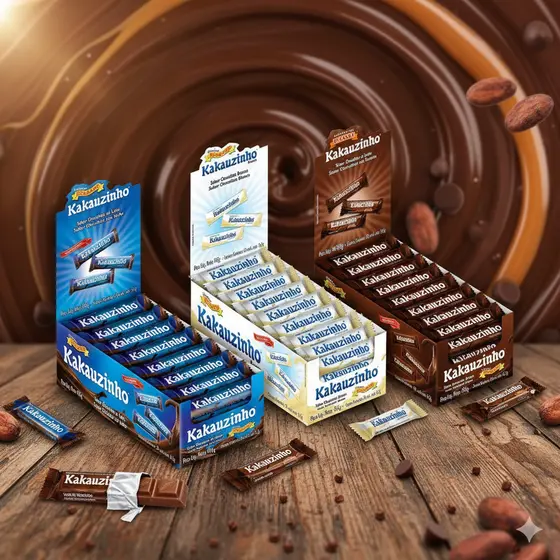 30UNIDADES CHOCOLATE KAKAUZINHO KI-KAKAU - DISPLAY 495g -TIPO BATON - AO LEITE, BRANCO E MEIO AMAR