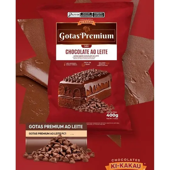 Cobertura Gotas Premium Ao Leite 400g para Derreter e Confeitar Doces