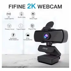 Webcam Fifine K420 2k 1440p C/ Tripe E Microfone Embutido Cor Preto