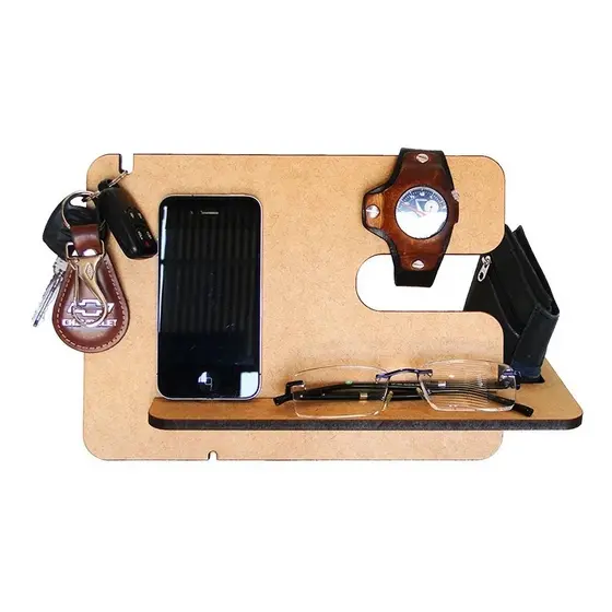 organizador de mesa porta celular dock station mdf para Mesa de cabeceira carteira chave