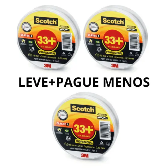 Fita Isolante 3M Profissional SCOTCH 33+  19mm x 20M