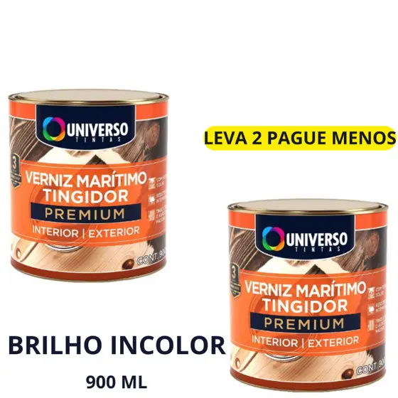 Verniz Para Madeira Marítimo Tingidor Premium 1/4 900ml Interior/Exterior - Universo (Escolha a Cor)