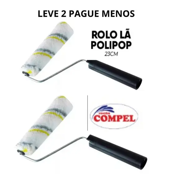 Rolo De Pintura 23cm Lã Sintética Anti Respingo Com Cabo- Pampa