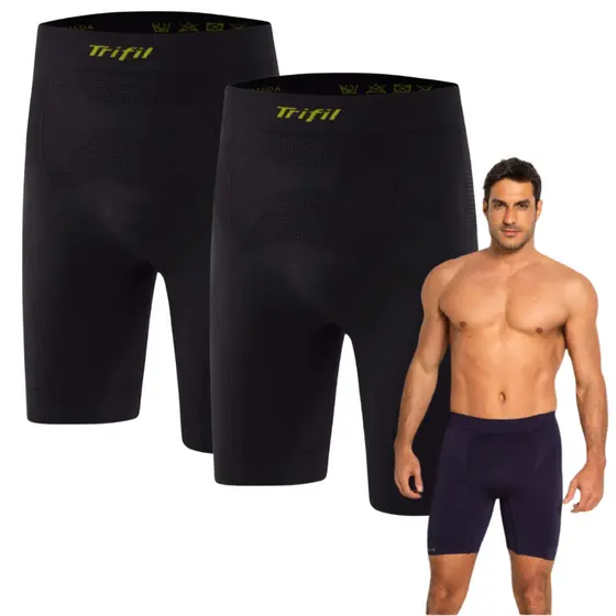 kit 2 Bermuda Térmica Masculina Adulto Sem Costura Sport Trifil