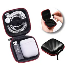 Case Estojo Bolsa Bag Fone De Ouvido Resistente Fibra de Carbono Kz Qkz Shure Jbl Preto Prova d´Água
