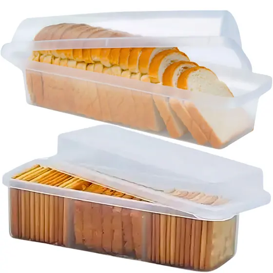 Kit Porta Pão de Forma Porta Torradas biscoitos Pote Tampa Empilhável Retangular Café Alimentos