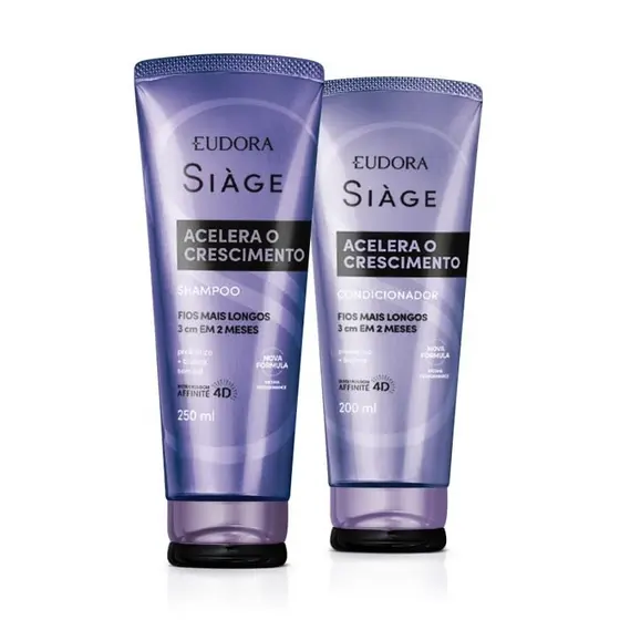 Combo Siàge Acelera o Crescimento: Shampoo 250ml + Condicionador 200ml Eudora