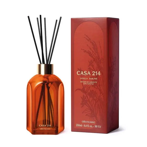 Difusor de Ambiente com Varetas Casa 214 Vanilla Sublime 250ml O boticário