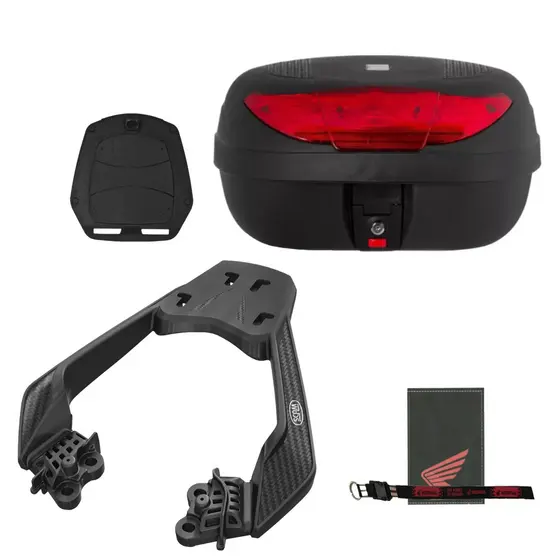 SUPORTE BAGAGEIRO CG START 160 FIBER FORCE + BAÚ PROTORK 45 LTS 2025 EM DIANTE