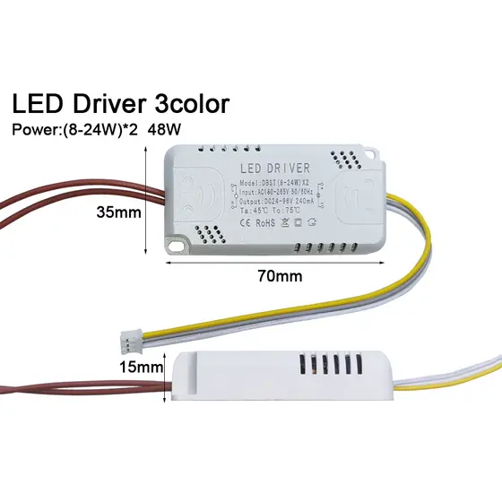Driver  Fonte 8-24w Para Lustre Com Anéis 3 Cores De Led
