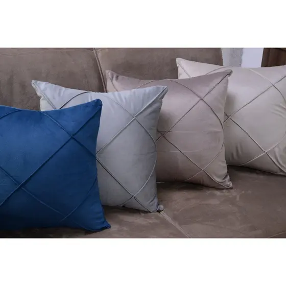 Kit 2 Capas de Almofadas Decorativas 45x45 - Lisas Tecido Suede Liso Sala Sofá Zíper Invisível