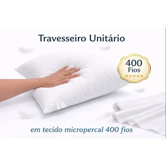 Travesseiro Penas e Plumas de Ganso MicroPercal 400 FIOS - MACIO E CONFORTÁVEL 70x50