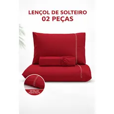 Kit Jogo de Lençol Solteiro Percal 400 Fios Ponto Palito 02 Peças