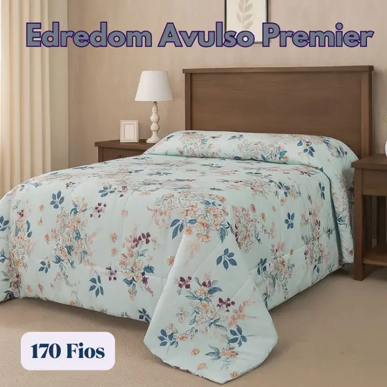 Cobre Leito Premier Edredom 170 Fios – Estampas Florais e Geométricas Sortidas e coloridas