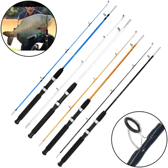 Kit 4 Varas De Pesca P/ Molinete 2P Ação Moderada Fibra De Vidro Maciça Cores Sortidas