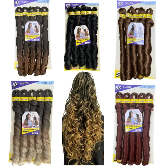 French Curl Braids 5x 60cm Cherey Braids Boho Onduladas 400g Jumbo trança com cachos