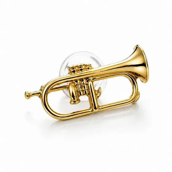 Broche Botom Premium flugelhorn fluguel com flash de ouro + prendedor gravata luxo modelo invisível  brinde