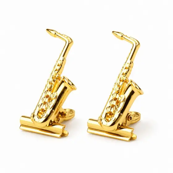 Prendedor de partitura luxo, modelo Mini Sax alto flash de ouro 2 unidades