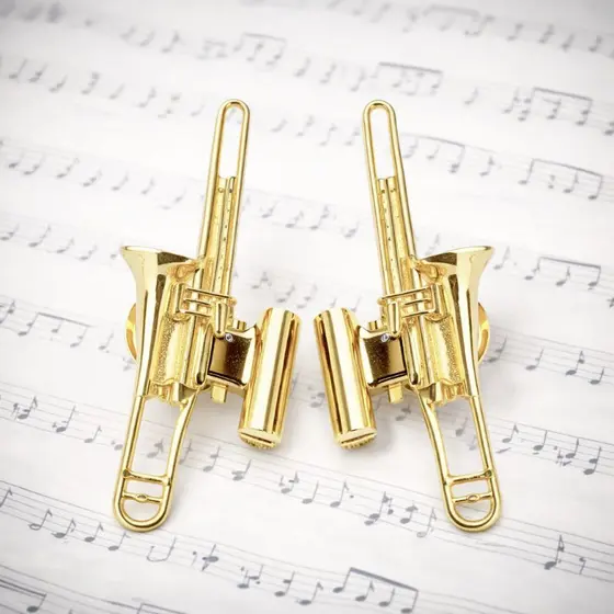 Prendedores de partituras hinário luxo modelo trombone flash de ouro 2 unidades