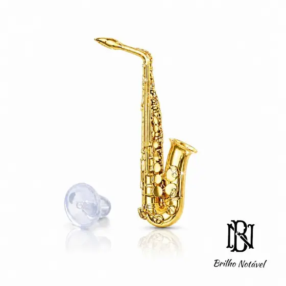 Broche Sax alto Premium com flash de ouro