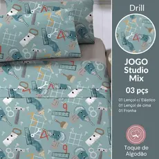 Jogo de Cama Infantil Solteiro Kids Studio Mix 3 Peças