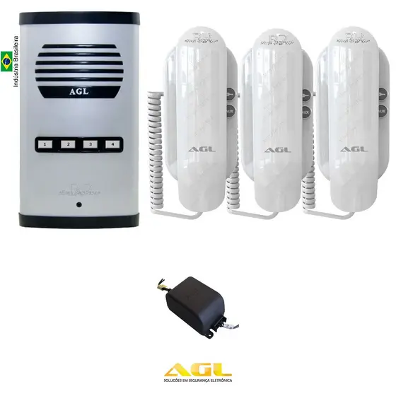 Porteiro Coletivo 4 Pontos Agl Com 3 Monofones