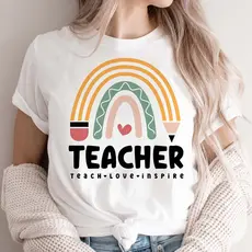 Camisa Unissex Para Professora Teach Love Inspire, Ensinar -Amor -Inspirar