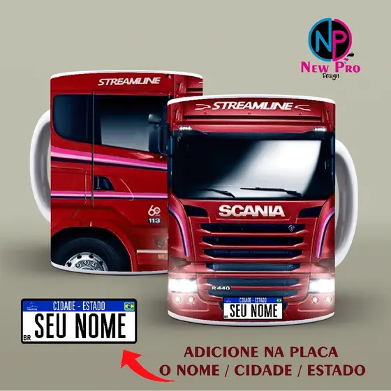 Canecas Scania Caminhão personalizada com seu Nome