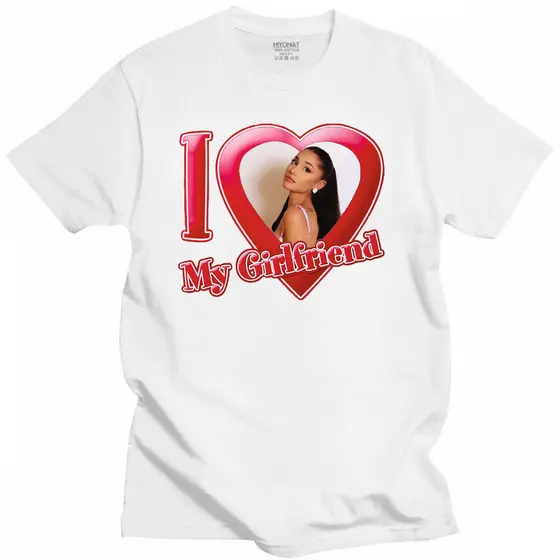 Camiseta Unissex I Love My Girlfriend Ariana Grande Cantora Music Pop