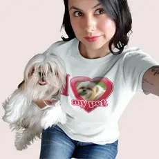 Camisa personalizada com seu Pet, Cachorro , Gato I love my Pet - Eu amo meu bichinho de estimação.