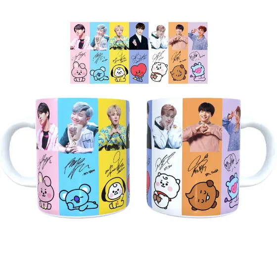 Caneca Personalizada Bt21 Bts Army Kpop Kim TaeHyung V - Jin - Suga - Jung-kook - Jimin - RM - J-Hope