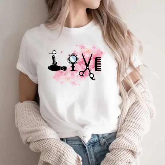 Camiseta Love Cabeleireira Unissex Salão de Beleza Profissão