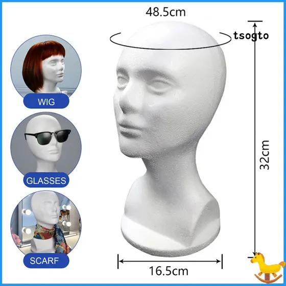 【TS】Espuma Manequim Cabeça Modelo Expositor Para Perucas Chapéus Jóias Óculos Titular Fácil De Usar Loja Rack Salão D