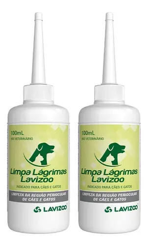 Kit 2 Limpa Lágrima Ácida Cães Gatos 100ml - Lavizoo