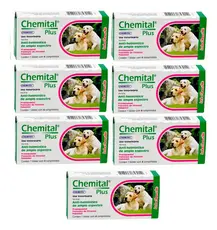 Kit 7 Chemital Plus Chemitec Vermífugo para Cães - 4 Comprimidos