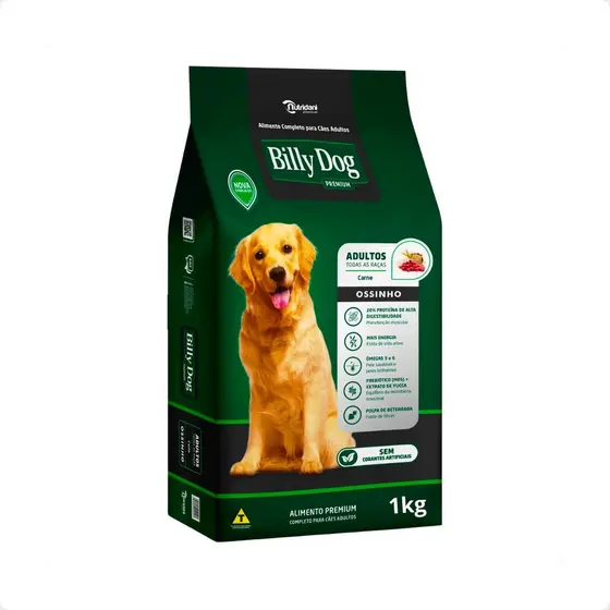 Ração Billy Dog Cães Adultos Ossinho Carne