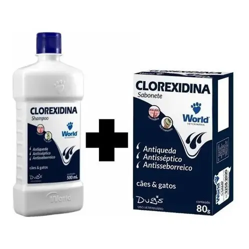 Shampoo Clorexidina Sabonete Clorexidina ou Shampoo Antiparasitario 500mL world para Cães e Gatos