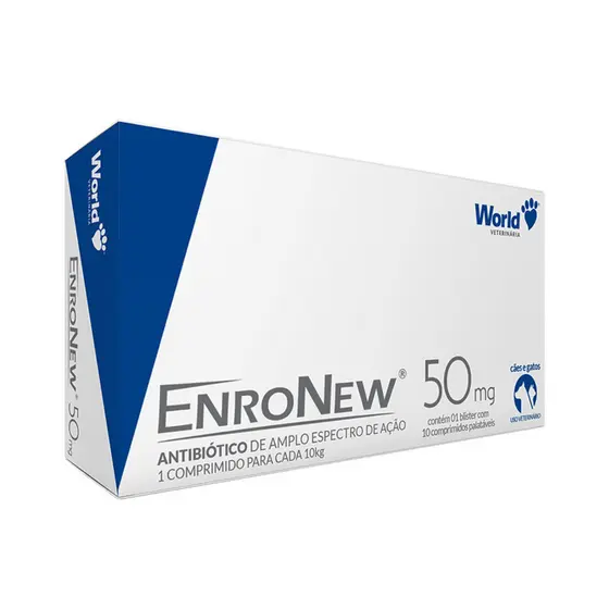 EnroNew World 50mg para Cães e Gatos de até 10kg - 10 Comp