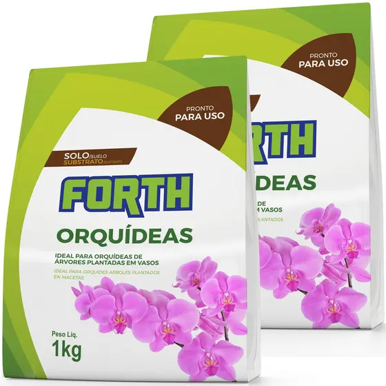 Kit 2 Substrato Orquidea Forth Mix Pinus Coco e Carvao 1kg Forth