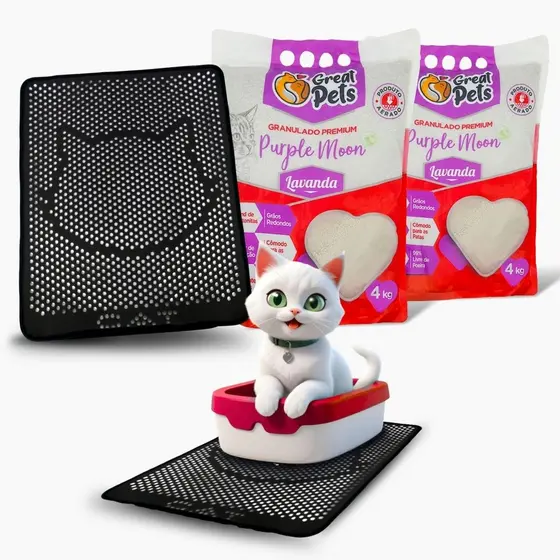 Kit 2 Areia Purple Moon 4Kg E Tapete Coletor De Areia Mypetone